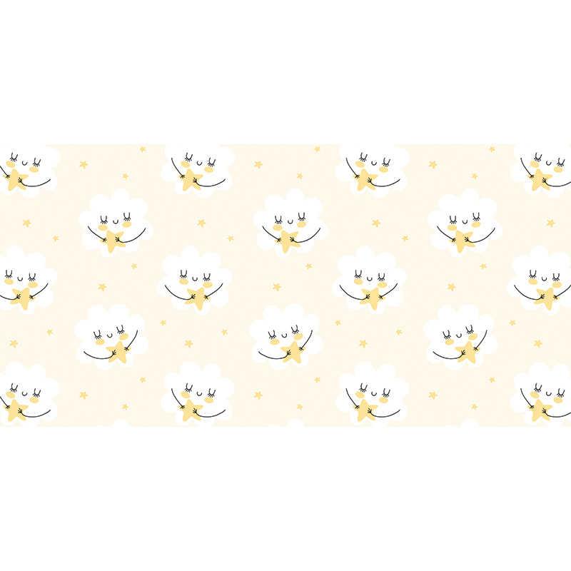 Vinylteppich für Kinder gelbe Wolken und Sterne 97 x48 cm Vinylteppich für Kinder gelbe Wolken und Sterne 97 x48 cm