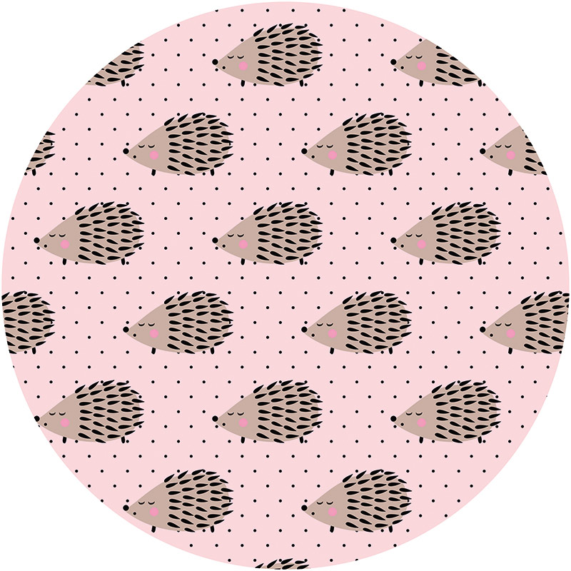Runder Vinylteppich für Kinder rosa Igel 60x 60 cm