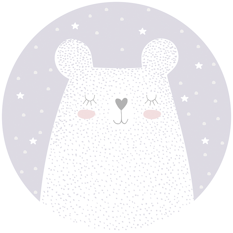 Runder Vinylteppich für Kinder verträumer Bär 60x 60 cm Runder Vinylteppich für Kinder verträumer Bär 60x 60 cm