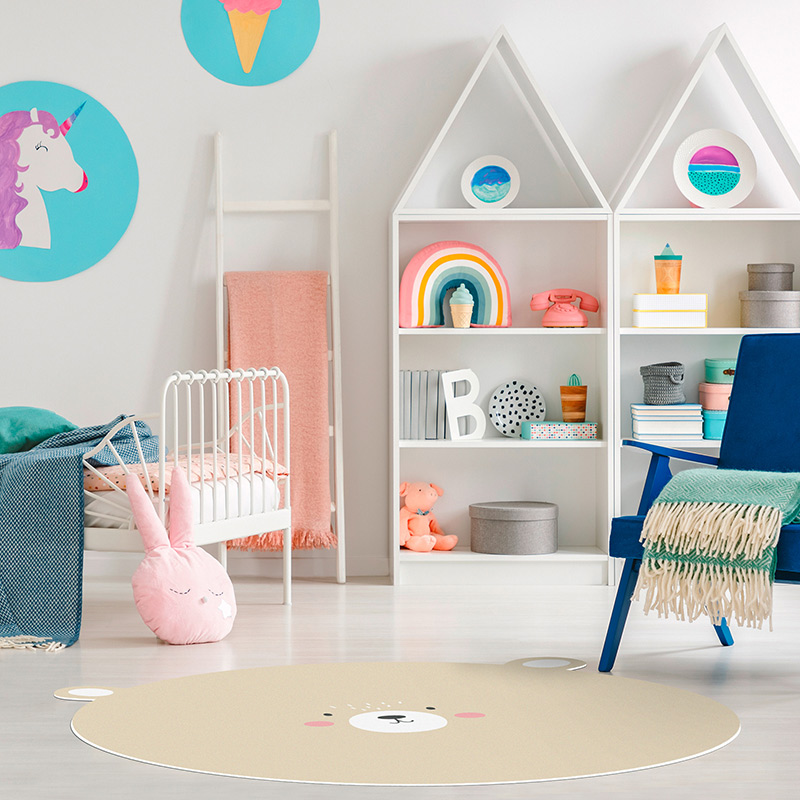 Runder Vinylteppich für Kinder süßer Bär Schlafzimmer Runder Vinylteppich für Kinder süßer Bär Schlafzimmer